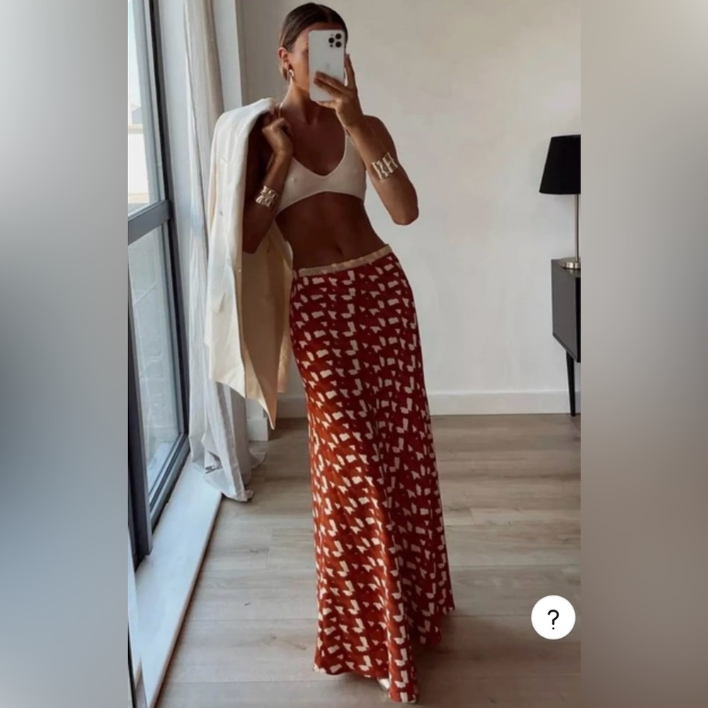ZARA Beaded Linen Blend Maxi Skirt